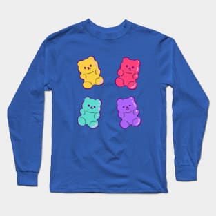 4 colorful cute neon gummy bears with different moods Long Sleeve T-Shirt